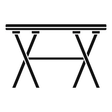 Folding long table icon, simple style Stock Illustration