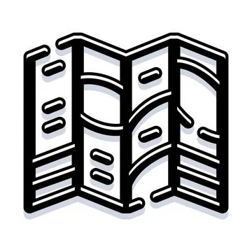 Folding map vector icon for navigation and travel 스톡 일러스트