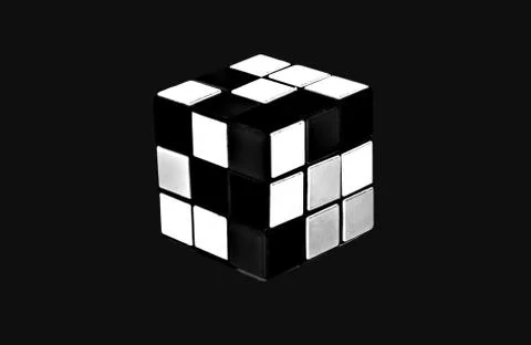 Folding multi-colored cube isolated. Style: abstraction, illustration, monoch Stock Illustration