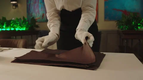 Folding napkins as a decor Stock Footage 283022891
