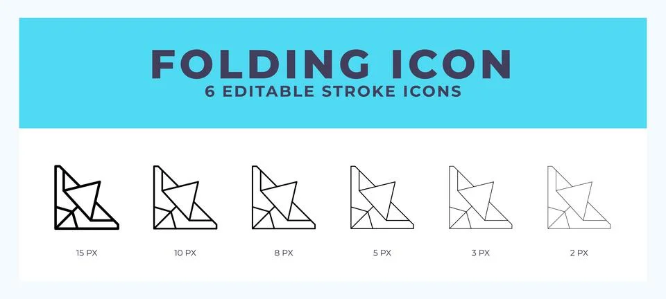 Folding paper icon in thin line. Bold line. Regular line. Editable stroke. Stock Illustration