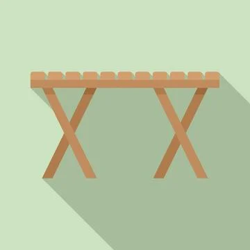 Folding picnic table icon, flat style Stock Illustration