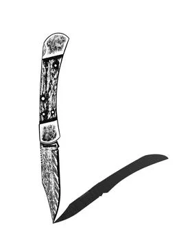 Folding pocket knife with shadow. 스톡 일러스트