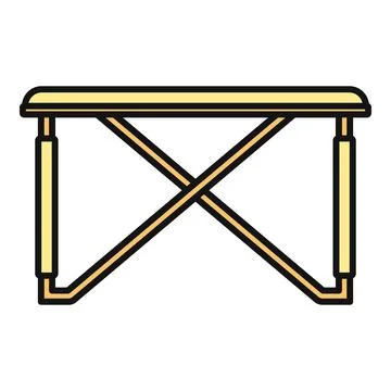 Folding portable camping table yellow icon illustration Stock Illustration