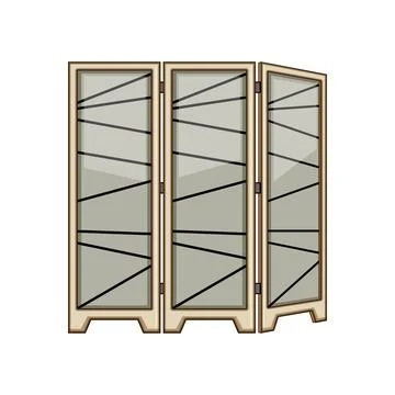 Folding room divider creating private partition space Illustrazione stock
