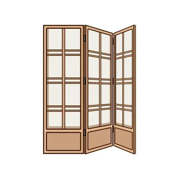 Folding room divider screen panel illustration Stock Illustration