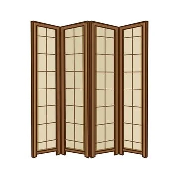 Folding screen creating privacy in interior space Stock Illustration