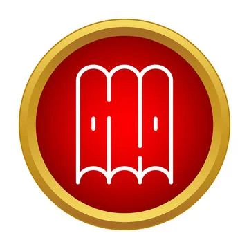 Folding screen privacy divider icon on red circle Stock Illustration