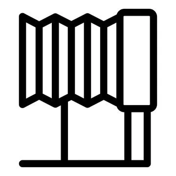 Folding screen room divider standing on floor, simple black line icon Stock Illustration