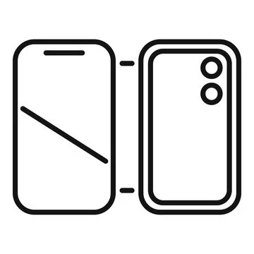 Folding smartphone with touchscreen display showing front and back view Stock Illustration