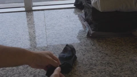 Folding Socks At the laundromat Stock Footage 310280297
