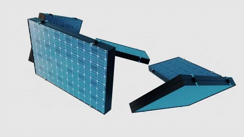 Folding Solar Panel Animation Loop with Deploying Photovoltaic Modules on Stock Footage 336562074