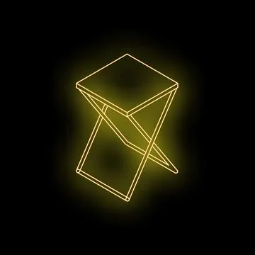 Folding stool glowing with neon yellow light effect on black background Stock Illustration
