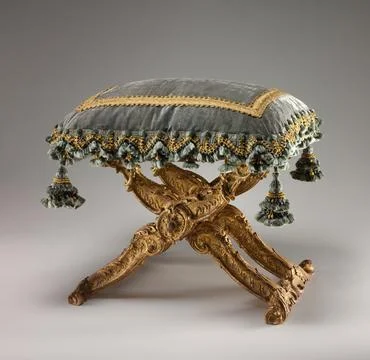 Folding stool (pliant) (one of a pair) ca. 173539 French, Paris Seating arr.. Stock Photos