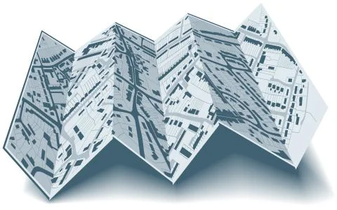 Folding street map Stock Illustration