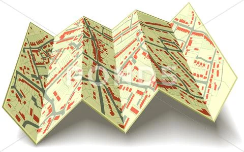 Folding street map Stock Illustration