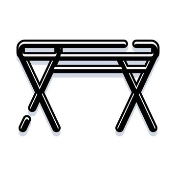 Folding table minimalist icon black and white Ilustración de archivo