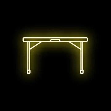 Folding table neon light icon glowing yellow 스톡 일러스트