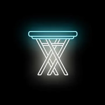 Folding table neon light sign glowing outline Stock Illustration
