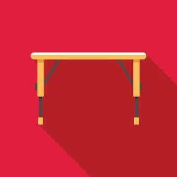 Folding table standing on red background with long shadow Stock Illustration
