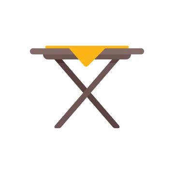 Folding table with yellow tablecloth covering top surface Stock Illustration
