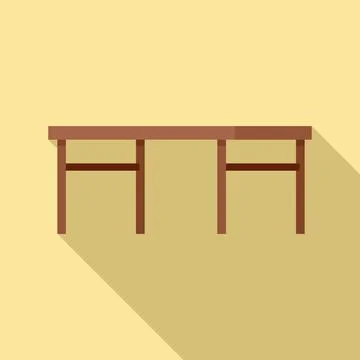 Folding wood table icon, flat style Stock Illustration