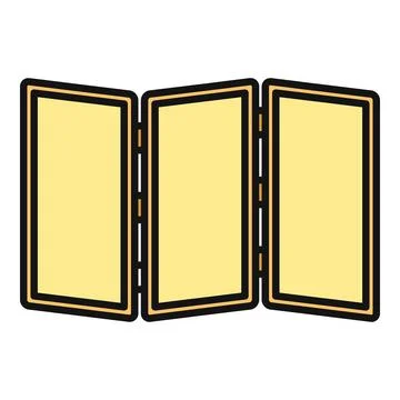 Folding wooden room screen panel divider line Stock Illustration