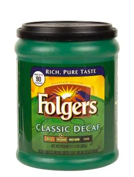 Folgers decaf coffee 스톡 사진