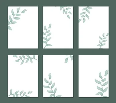 Foliage and greenery set rustic frames 스톡 일러스트