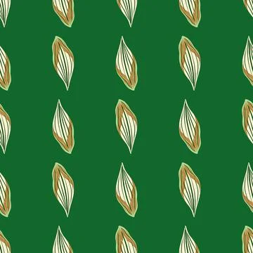 Foliage decorative seamless pattern with abstract leaf ornament. Green bright Stock Illustration