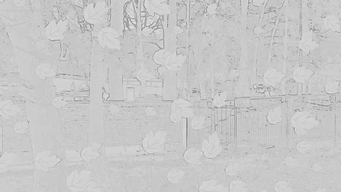 Foliage With Effect Of Falling In Movement On Sketch Artwork Stock Footage 91357746