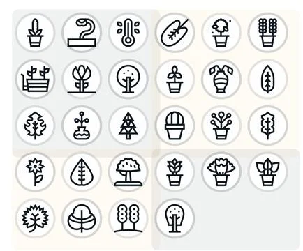 Foliage Essential Vector Set including 28 Grid Fitted Bold Line 256x256 Icons Stock Illustration