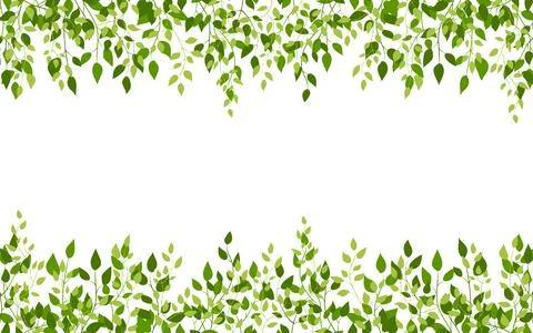 Foliage frame birch spring leaf green flat style Stock Illustration