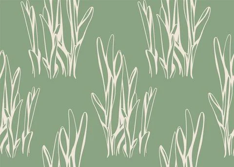 Foliage pattern of leaf plant for textile design. Floral art for wallpaper or Illustrazione stock