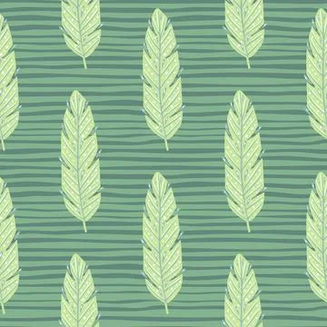 Foliage seamless pattern with light green leaf silhouettes ornament. Green st Stock Illustration