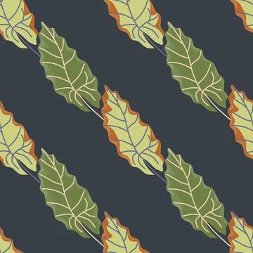 Foliage seamless pattern with organic leaf silhouettes. Doodle ornament with  Stock Illustration