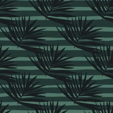 Foliage shapes seamless pattern. Stripped background. Simple floral artwork i Stock Illustration