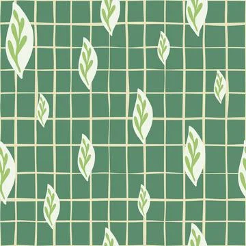 Foliage spring seamless pattern with random hand drawn simple leaf silhouette Illustrazione stock