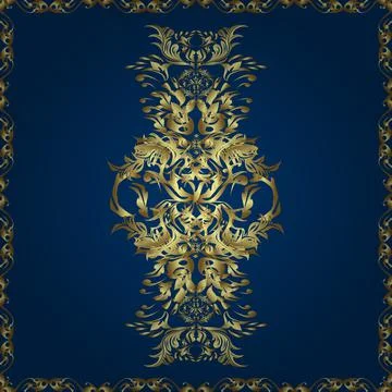 Foliage vintage cute seamless pattern. In vintage style. Vector blue and neutral Ilustração Stock