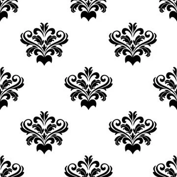Foliate arabesque pattern for damask Stock Illustration