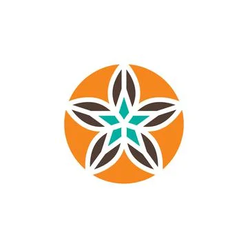 Foliate shapes around the star. Vector motif Illustrazione stock