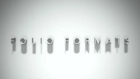 Folio formats 3D title animation white text on a white background Stock Footage 300618459