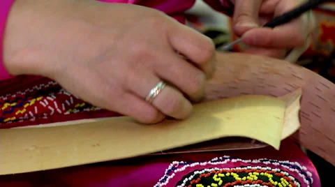 Folk Art - Crafts Made of Birch Bark Stock Footage 64839853