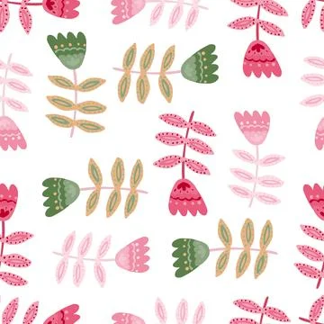 Folk art floral seamless pattern. Small flower wallpaper. Cute ditsy print. Stock Illustration