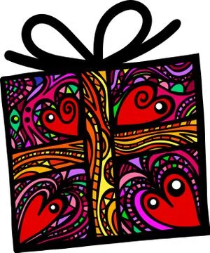 Folk Art Gift Box Stock-Illustration