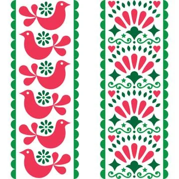 Folk art seamless pattern - Mexican style long stripes Stock Illustration
