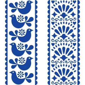 Folk art seamless pattern - Mexican style long stripes design Stock Illustration
