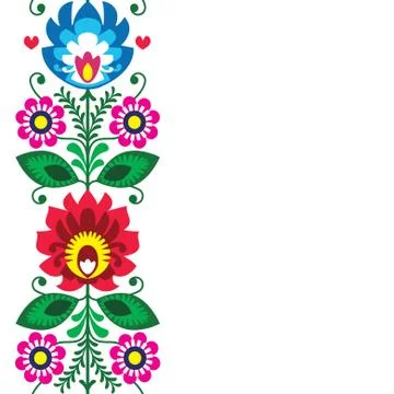 Folk art vector greeting card or invitation - Polish pattern Stock Illustration