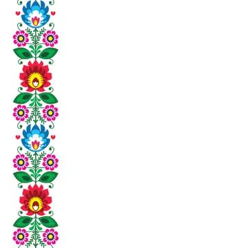 Folk art vector greeting card or wedding invitation - Polish traditional pattern Stock Illustration