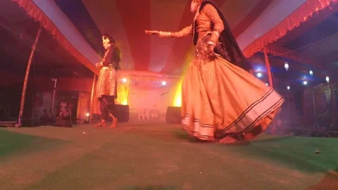 Folk Artists Dance Performing As Shiv Parvati On Indian Festival Stock Footage 168751392